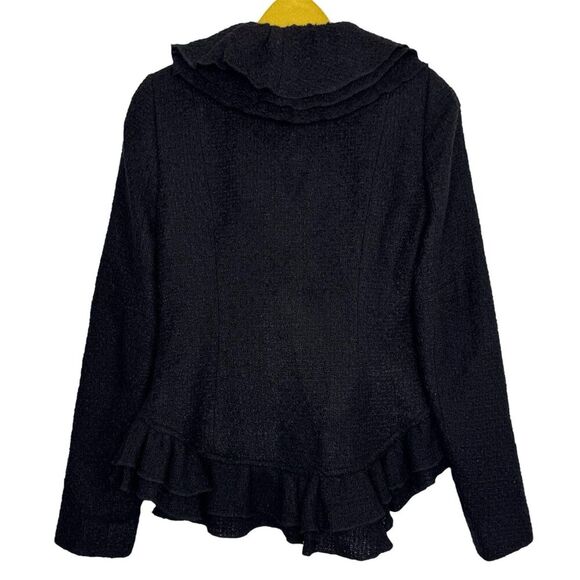 Anthropologie Ruffled Boucle Jacket Size 4 Coquette Romance Whimsigoth Vamp Y2K - Picture 4 of 7